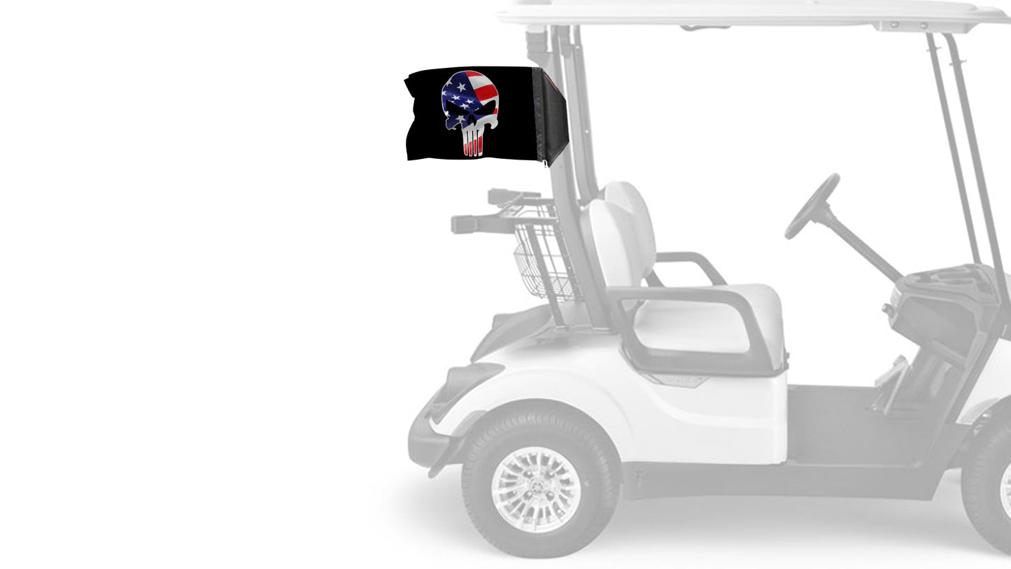 Punisher USA 12"x18" Forever Wave Flag for Golf Carts