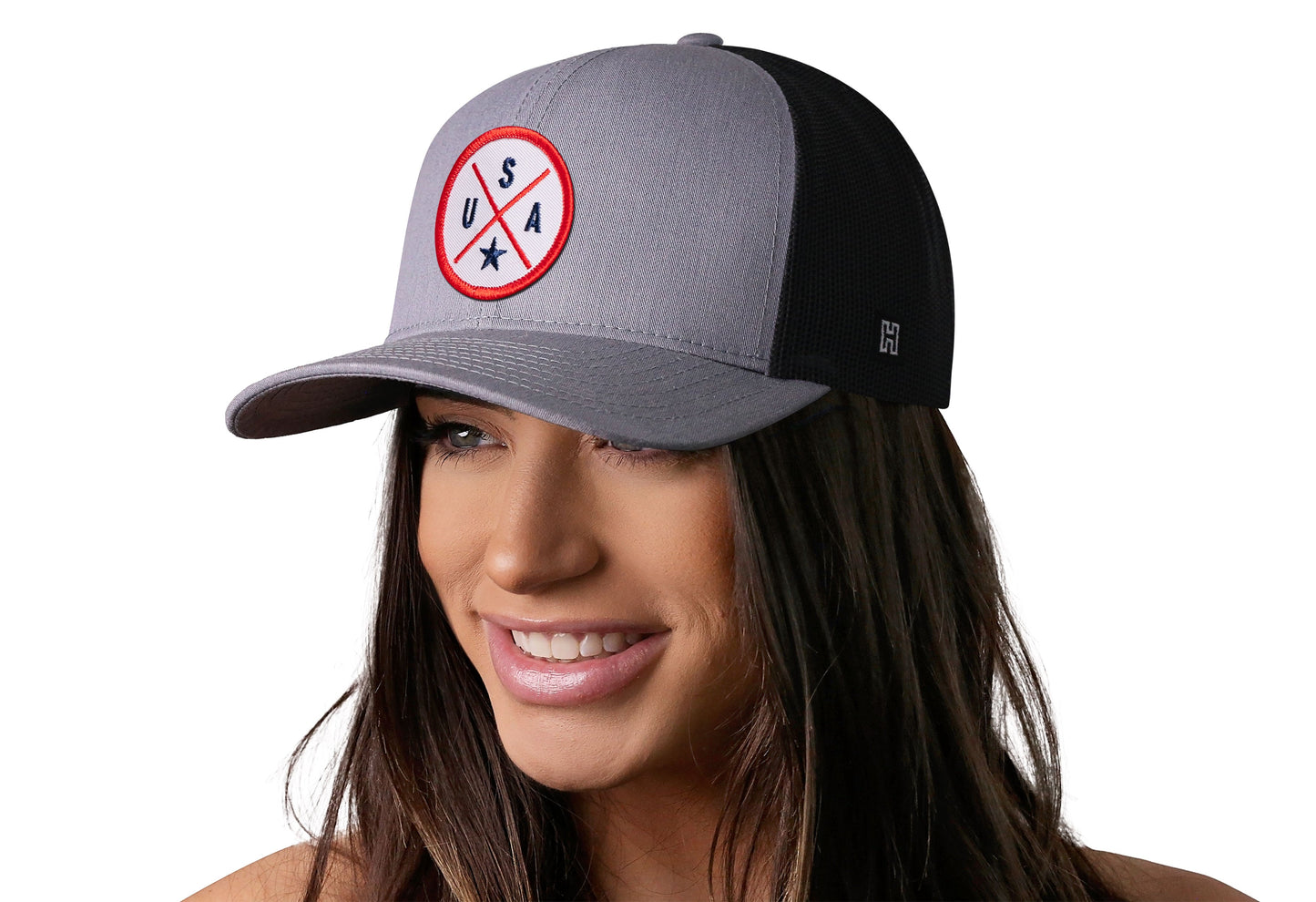 USA Trucker Hat | Gray-Black America Snapback