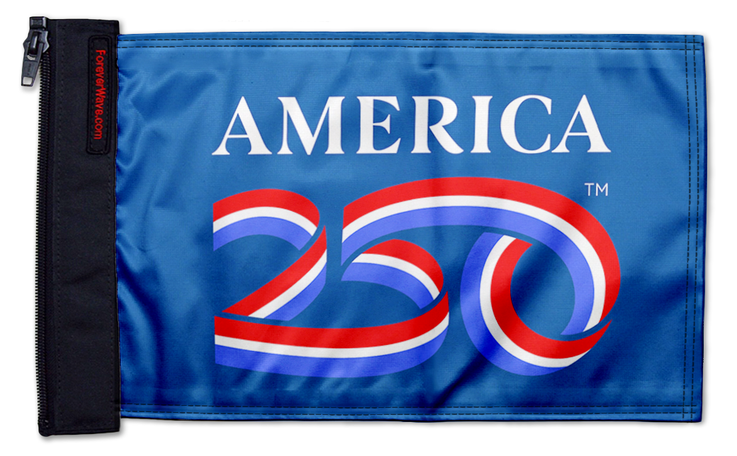 America 250 12"x18" Forever Wave Flag for Golf Carts