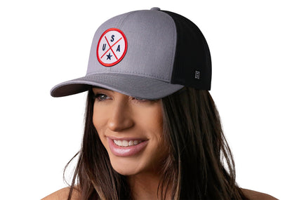 USA Trucker Hat  |  Gray-Black America Snapback