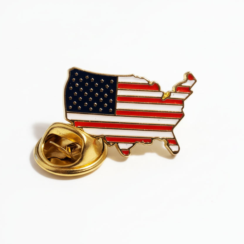 Patriotic Map of America Enamel Pin