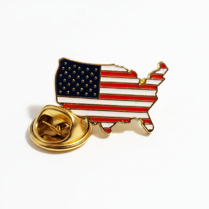 Patriotic Map of America Enamel Pin