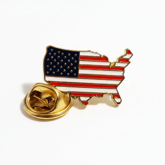 Patriotic Map of America Enamel Pin